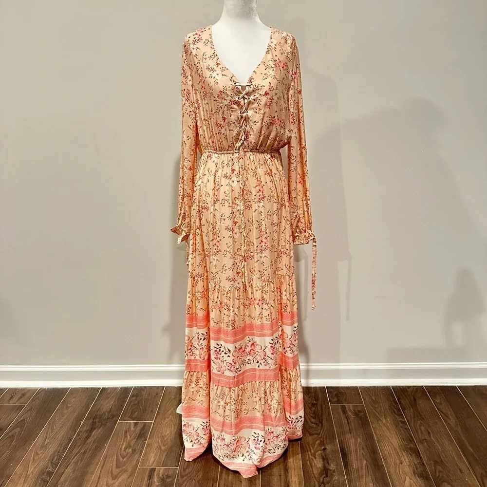 Floral Maxi Dress in Pink and Cream - Picture 7 of 14